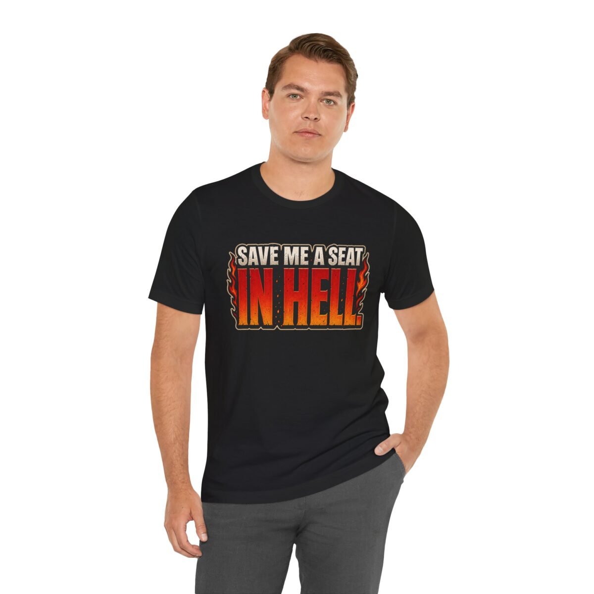 1027795845984950252_2048.jpeg Save Me a Seat in Hell T-Shirt - Retro Flame Graphic Tee